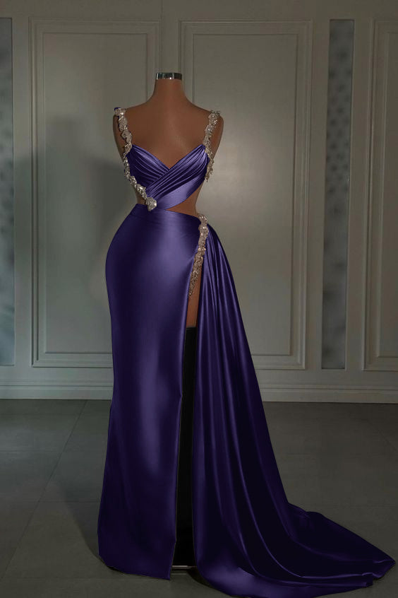 Glamorous Pink Prom Dress Sweetheart Spaghetti Strap With High Slit Trail