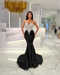 Baby Blue Mermaid Prom Dress Long Sweatheart Sleeveless with Beads