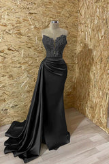  Sleeveless Mermaid Prom Dress Split with Appliques