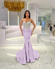Baby Blue Mermaid Prom Dress Long Sweatheart Sleeveless with Beads
