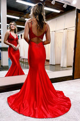 Modern V-Neck Sleeveless Dark Navy Prom Dresses mermaid Long With Beadings