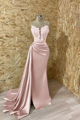  Sleeveless Mermaid Prom Dress Split with Appliques
