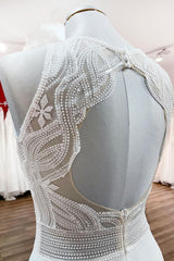 Elegant A-line Chiffon Wedding Dress with Jewel Open Back and Ruffled Appliques
