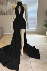 Glorious Red Front Split Mermaid High-Neck Prom Dress Online