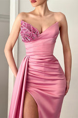 Modern Sweetheart Mermaid Long Prom Dress Split Ruffles With Sequins