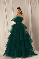 Burgundy Strapless Mermaid Sleeveless Layers Sleeveless Evening Dress Online