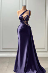 Purple Long Prom Dress Sleeveless Strapless Pleated with Beads