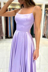 Gorgeous Lilac Spaghetti-Straps A-line Prom Dress Sleeveless On Sale
