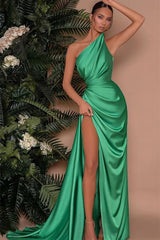Gorgeous Emerald Mermaid Long Prom Dress Split With Pleats