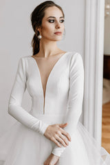 Long Tulle Sleeves Wedding Dress