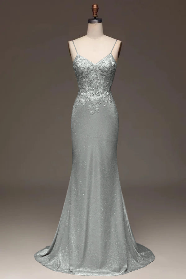Applique Pink Spaghetti Strap Prom Dress Sleeveless Dress