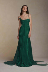 Gorgeous Ivory Appliqued Pleated Satin Backless Prom Dress