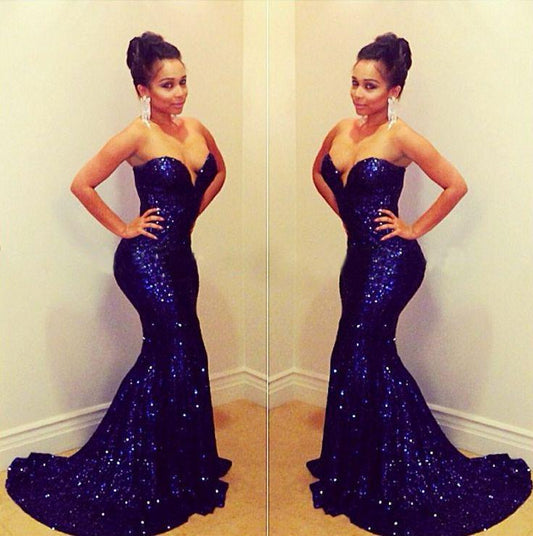 Gorgeous Sweetheart Sequins Mermaid Long Prom Dress