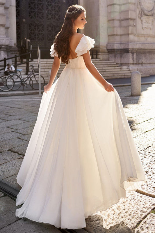 Off-the-Shoulder Wedding Gown in Chiffon