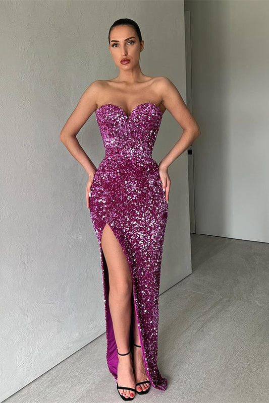 Classy Sweetheart Sequins Long Prom  Dress Mermaid With SPlit