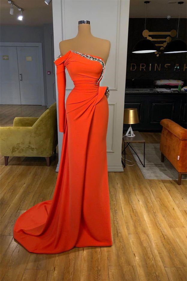 Long Sleeves Mermaid Prom Dress With Sequins Beads