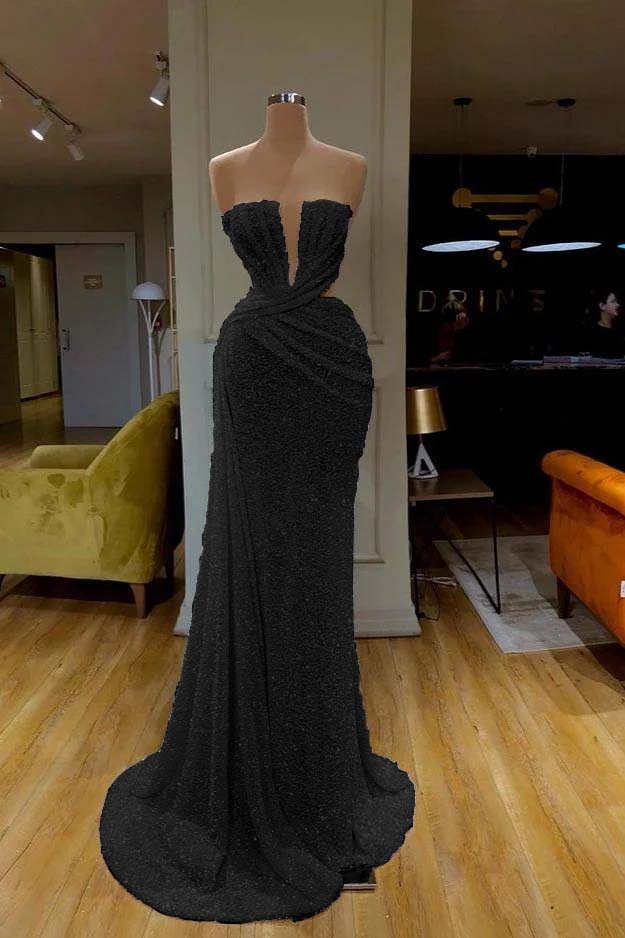  Gorgeous White Sequins Strapless Mermaid Prom Dress