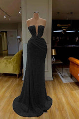  Gorgeous White Sequins Strapless Mermaid Prom Dress