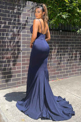 Gorgeous Spaghetti-Straps Mermaid Prom Dress Long With Beadings