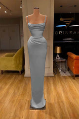 Red Spaghetti-Straps Prom Dress Long Mermaid Simple Dress