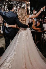 Off-The-Shoulder A-Line Wedding Gown Featuring Lace