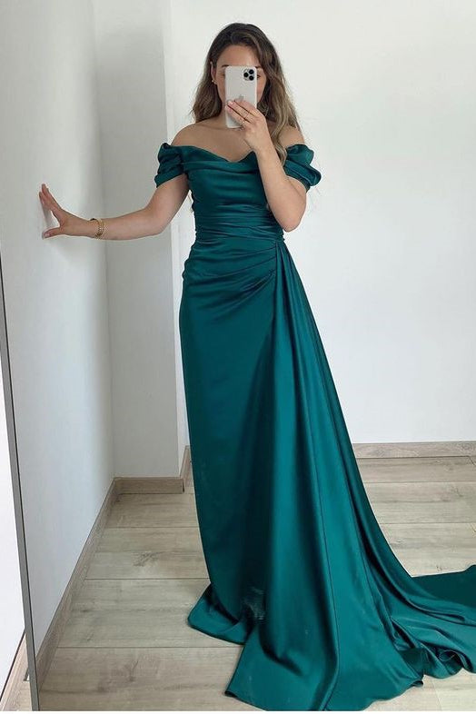 Classy Off-the-Shoulder Mermaid Long Prom Dress With Ruffles