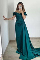 Classy Off-the-Shoulder Mermaid Long Prom Dress With Ruffles