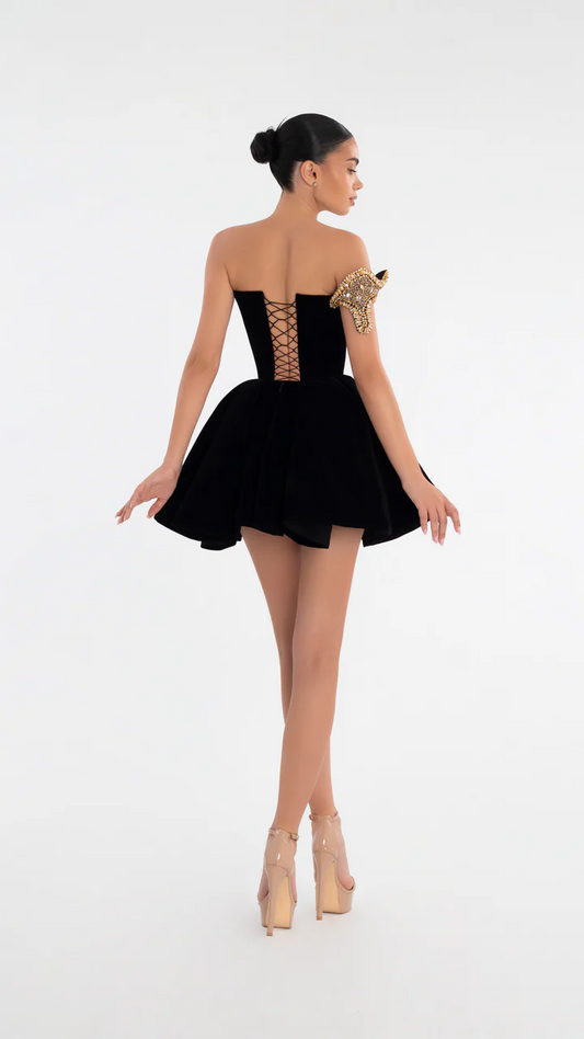 Gorgeous Sexy Black Beaded A-line Prom Dress