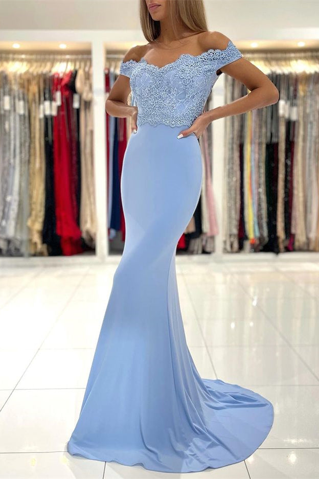 Stunning Off-the-Shoulder Mermaid Prom Dress Long With Lace Appliques