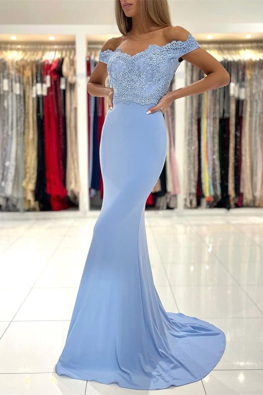 Stunning Off-the-Shoulder Mermaid Prom Dress Long With Lace Appliques