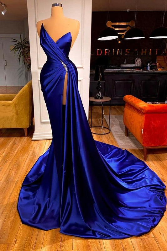 Stunning Royal Blue Sweetheart Slit Prom Dress On Sale