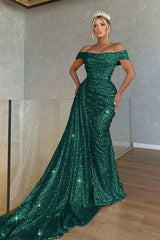  Gorgeous Off-the-Shoulder Prom Dress Strapless Mermaid with Sequins