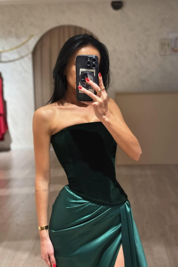 Strapless Long Prom Dress Sleeveless with Split