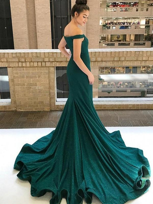 Dark Green Mermaid Evening Dress Off-the-Shoulder