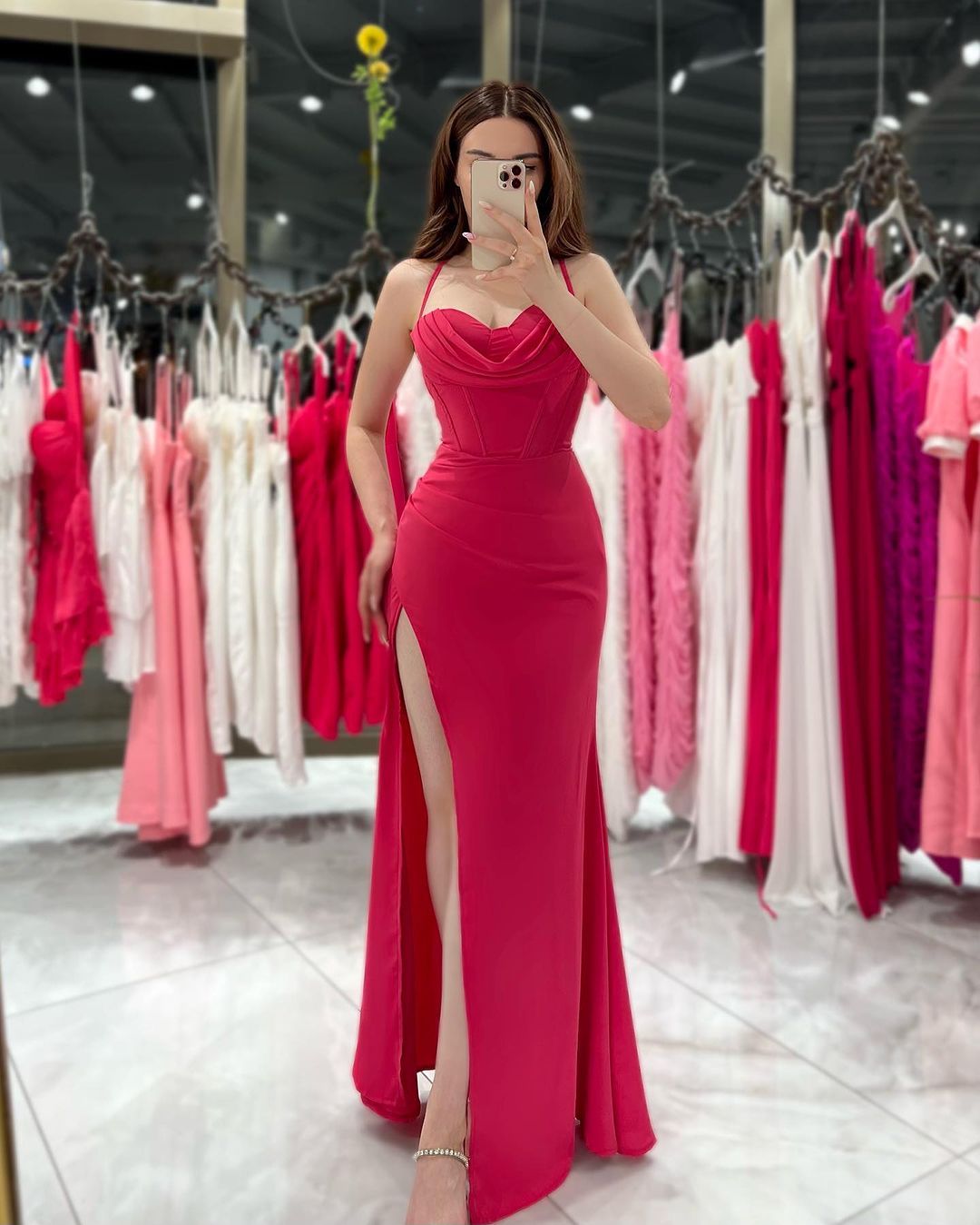 Black Spaghetti Strap Sleeveless Prom Dress Sweatheart Neck With High Slit