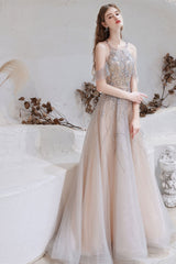 Gorgeous Halter Sleeveless Prom Dress Tulle With Beadings Crystals