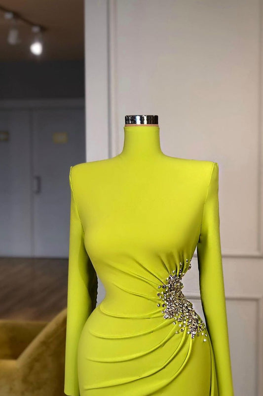 Long Sleeves Mermaid Evening Dress High-Neck