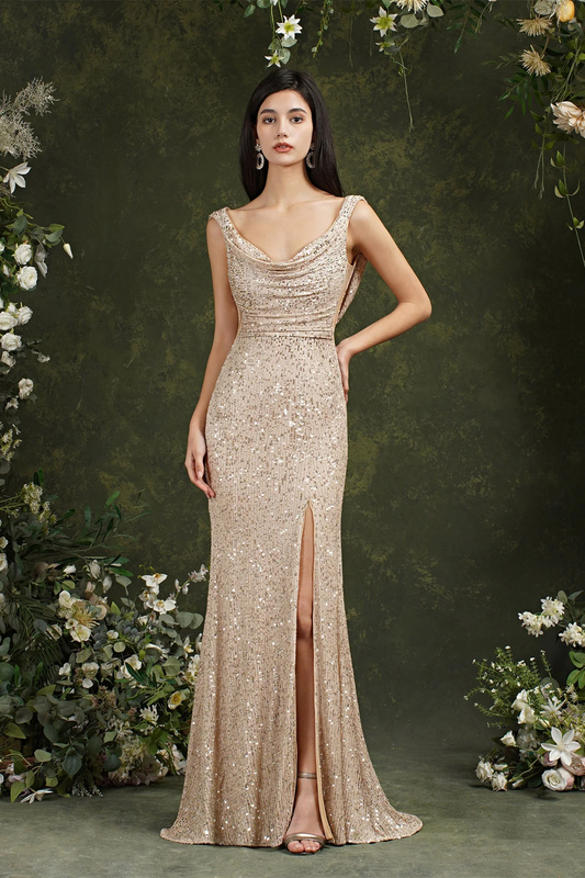 Blushing Pink Portrait Mermaid Prom Dress Sleeveless with Sequins