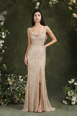Blushing Pink Portrait Mermaid Prom Dress Sleeveless with Sequins