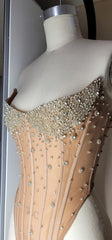 Luxurious Mermaid Crystal Beaded Hand Embroidered Corset Prom Dress