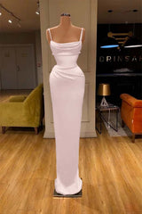 Red Spaghetti-Straps Prom Dress Long Mermaid Simple Dress