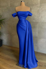 Beautiful White Mermaid Prom Dress Off the Shoulder Pleated
