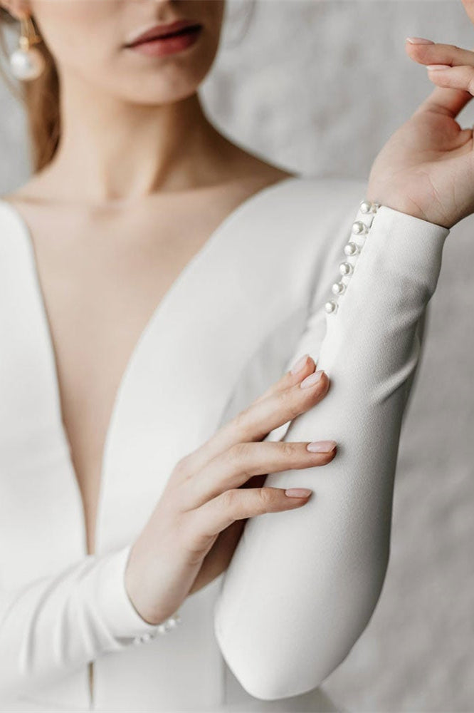Long Tulle Sleeves Wedding Dress