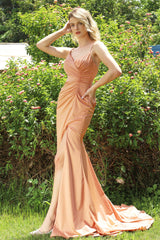 Classic Spaghetti-Straps Sleeveless Prom Dress Mermaid Long With Split