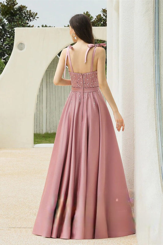 Gorgeous Dusty Pink Sweetheart Prom Dresses Sleeveless ong With Beadings