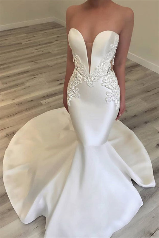 Elegant Boho Wedding Dress with Lace Applique and V-Neck, Sleeveless by Ballbellas