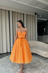 Classy Orange Sweetheart Short Prom Dress Sequins