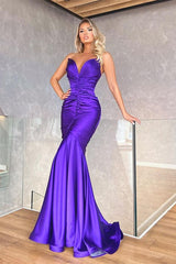 Modern Sweetheart Mermaid Prom Dress Long Pleated