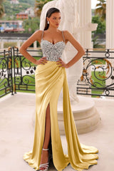 Sage Green Prom Dress Spaghetti Strap Dress With Beads Sleeveless