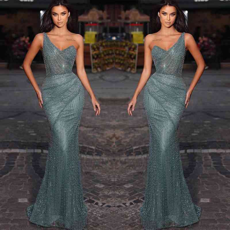Stunning One Shoulder Mermaid Prom Dresses Beadings Online
